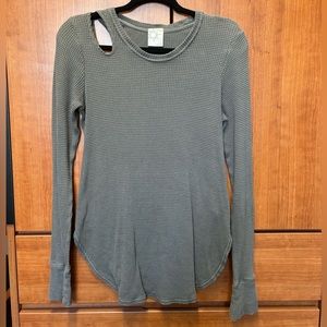 Aerie Waffle Cut Out Shoulder Long Sleeve